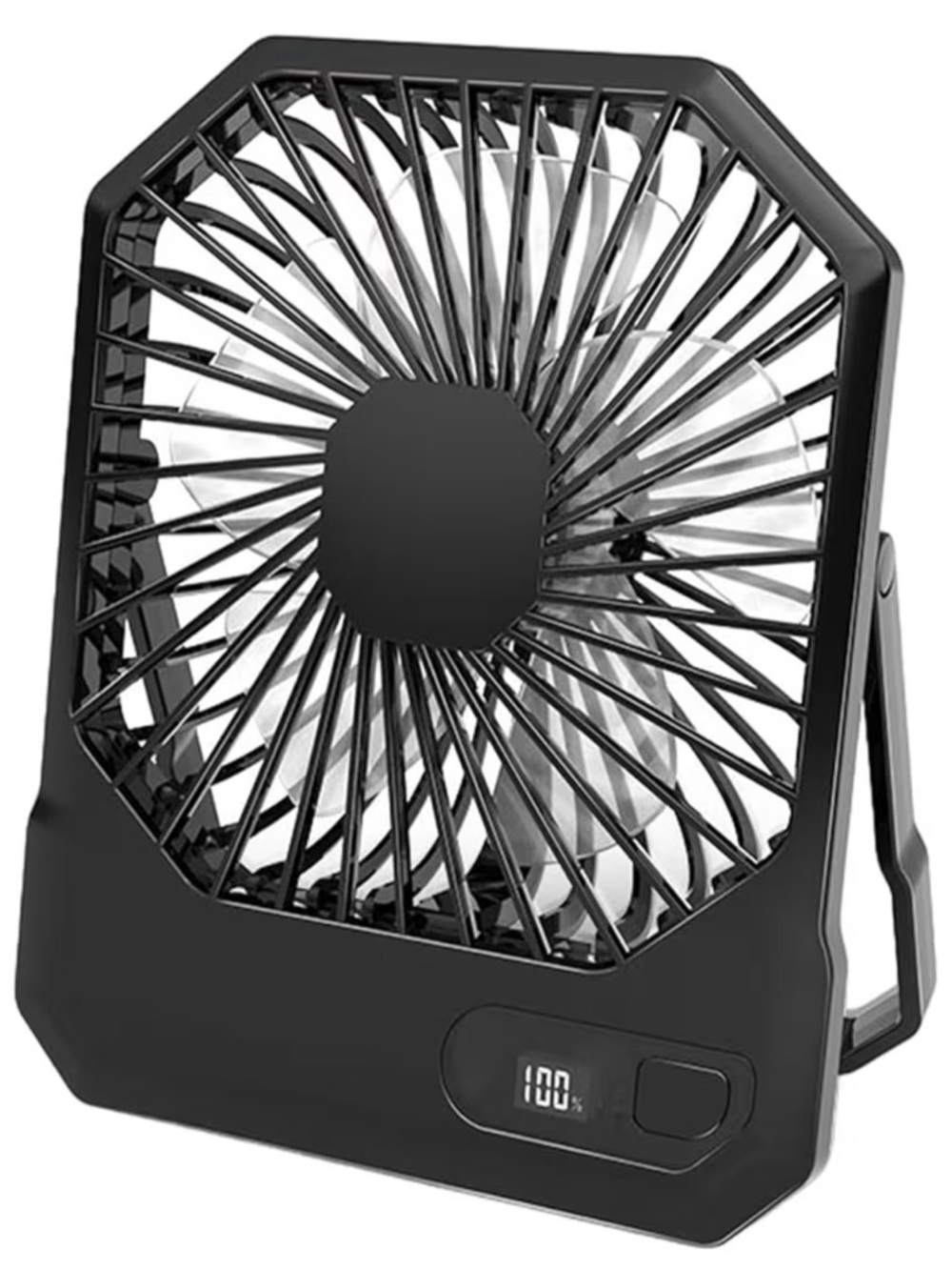 Portable Desk Fan with Digital Display - Black